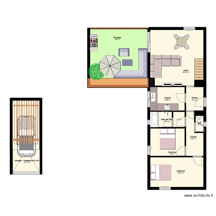 LEYDIER. Plan de 19 pièces et 131 m2