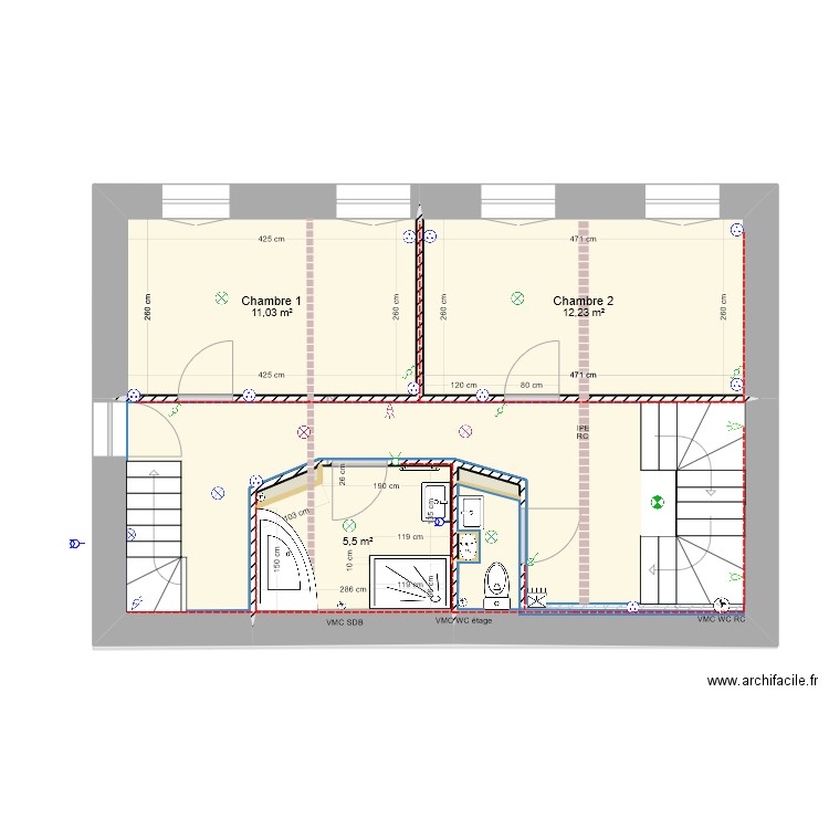 République étage distribution électricité 2023.11.12. Plan de 8 pièces et 101 m2