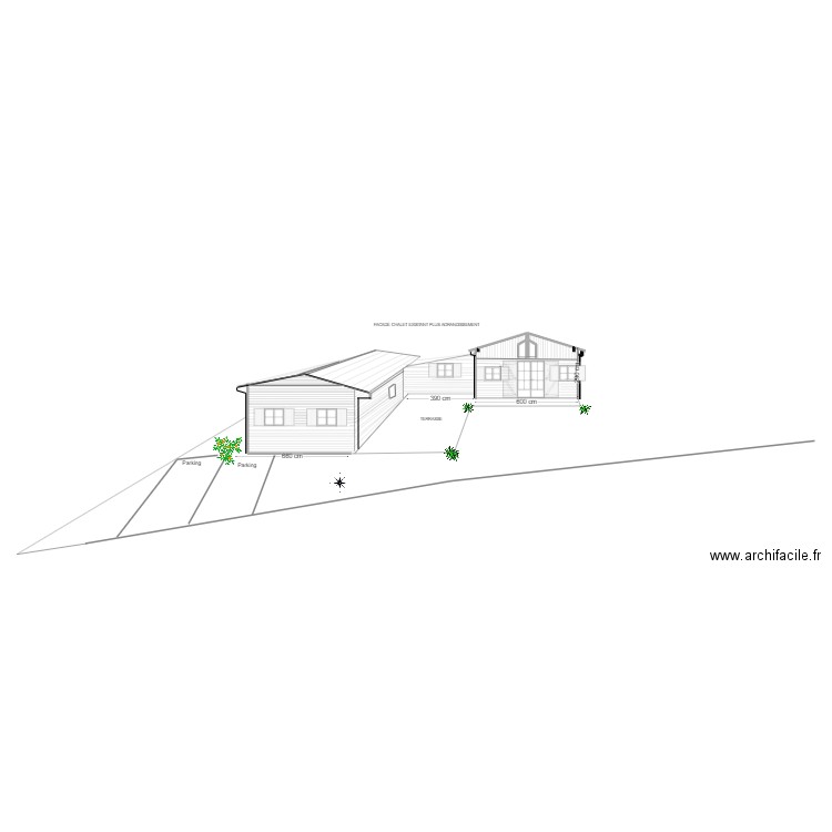 existant chalet plus agrandissement. Plan de 0 pièce et 0 m2