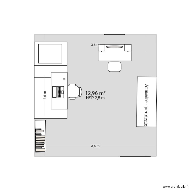 Chambre Lahna. Plan de 1 pièce et 13 m2