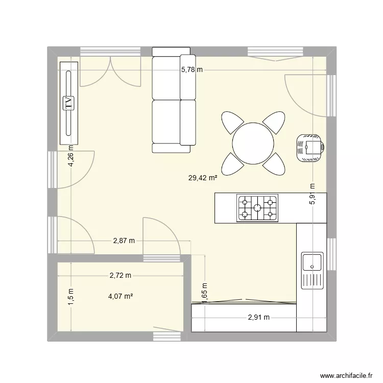 Org&egrave;reV3. Plan de 2  et 34 m²