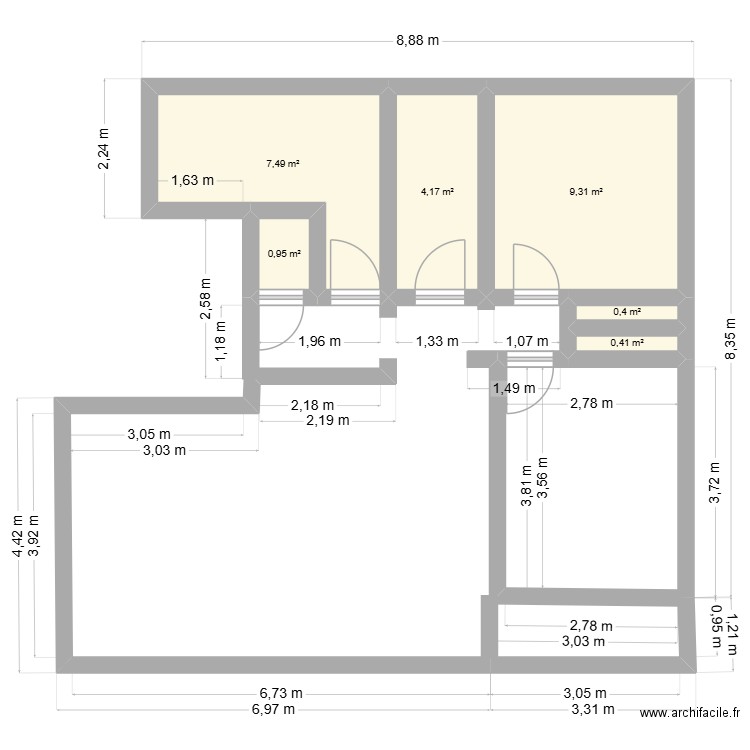 ED/ABZ. Plan de 6 pièces et 23 m2