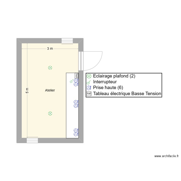 Atelier Saint Pierre M.Leveque. Plan de 1 pièce et 15 m2