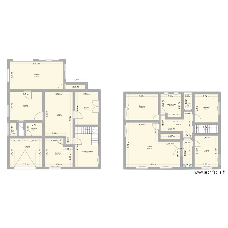 Loulay1. Plan de 19 pièces et 192 m2