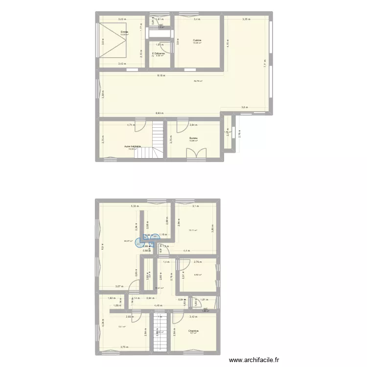 Loulay1. Plan de 16 pièces et 196 m²