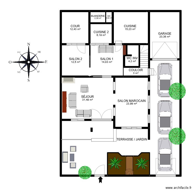 SI117758. Plan de 16 pièces et 265 m2
