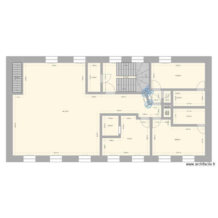 2 eme étage. Plan de 12 pièces et 187 m2