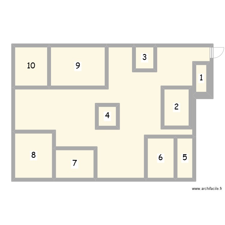 section. Plan de 11 pièces et 135 m2
