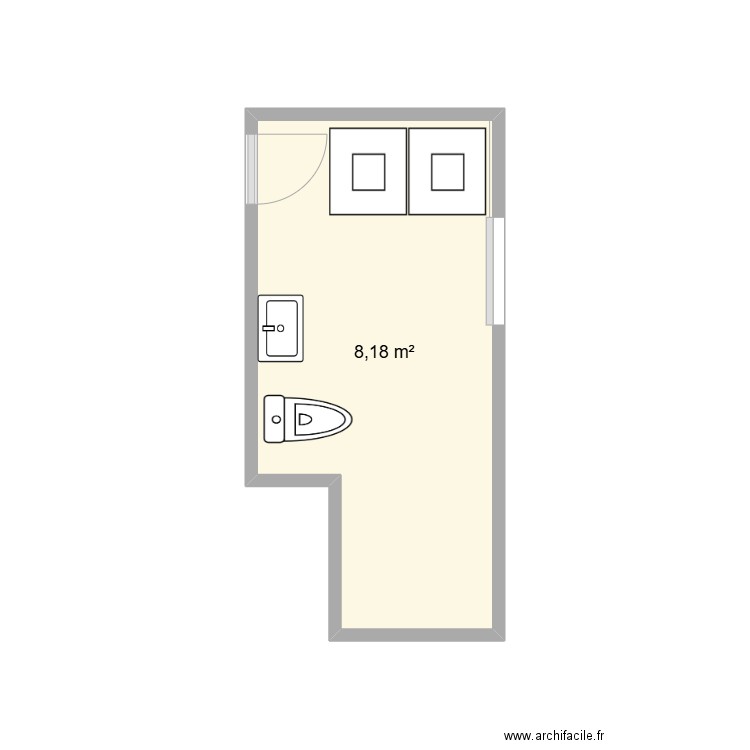 Salle de lavage. Plan de 1 pièce et 8 m2