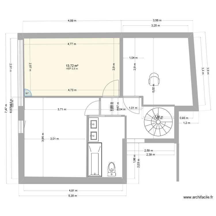 gentilly 2. Plan de 1  et 14 m²