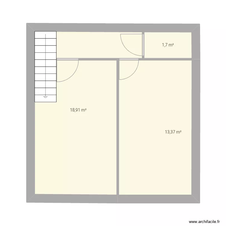 D&eacute;bats chambre. Plan de 3  et 34 m²