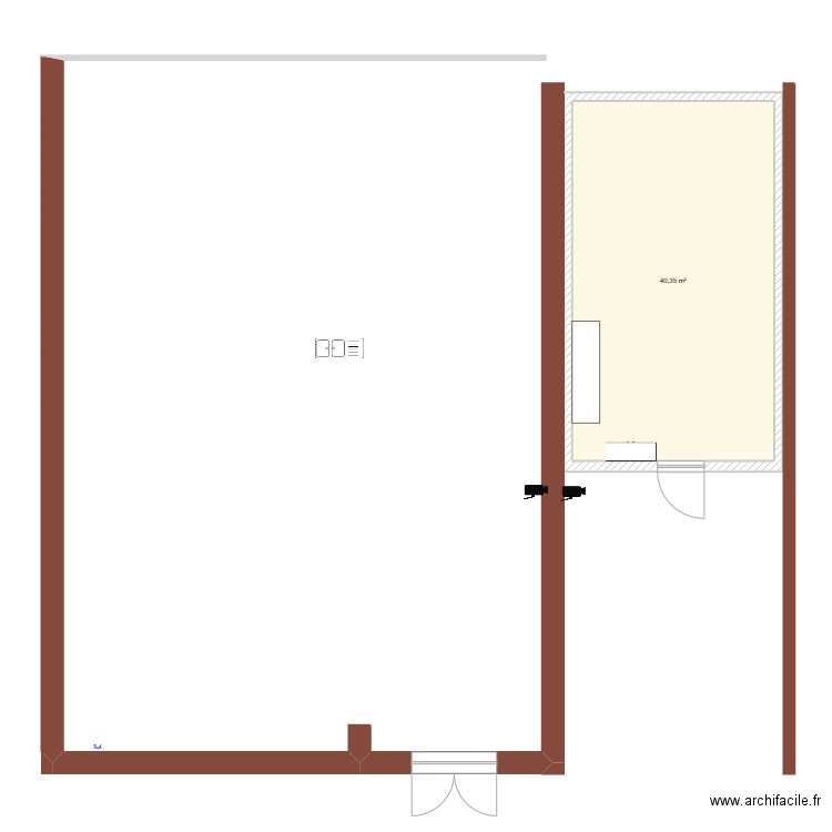 Biofabrique. Plan de 1 pièce et 40 m2
