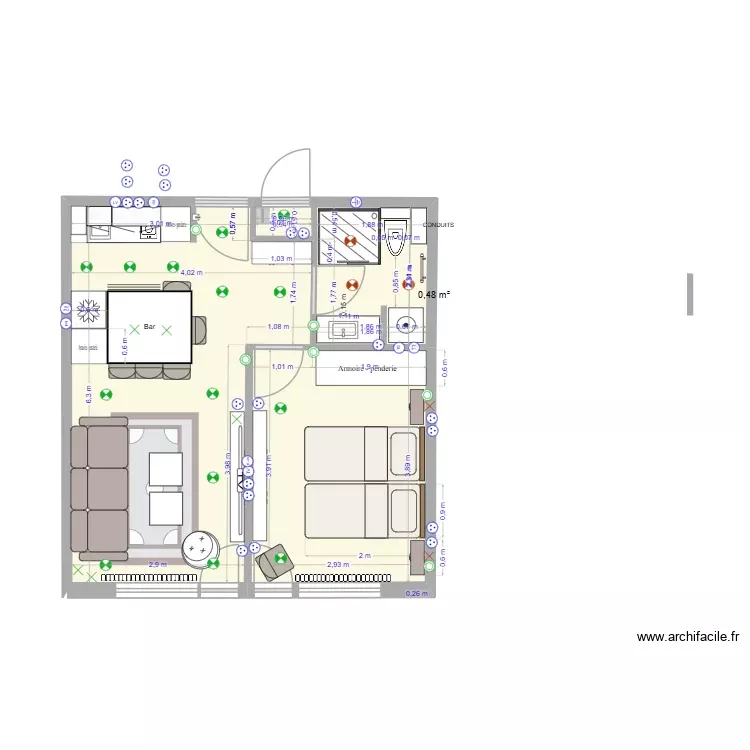 T2 3 ieme etage coin cuisine/Salon Version 5. Plan de 4 Pièces et 36 m² T2 3 ieme etage coin cuisine/Salon Version 5. Plan de 4 Pièces et 36 m²