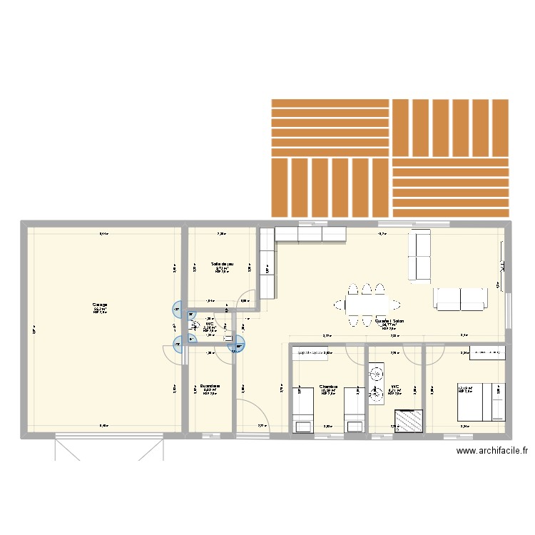 Maison. Plan de 8 pièces et 164 m2