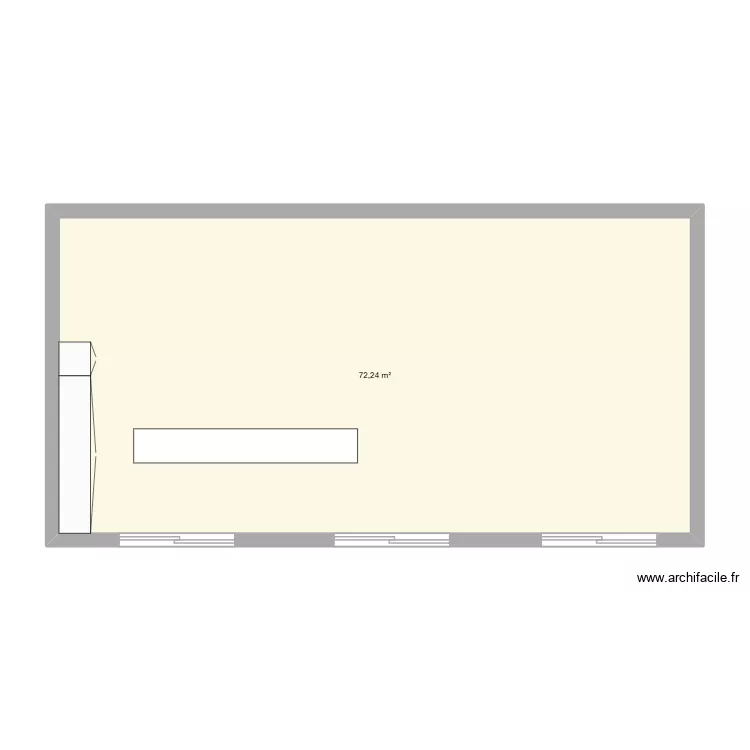 Salon - Cuisine. Plan de 1  et 72 m²