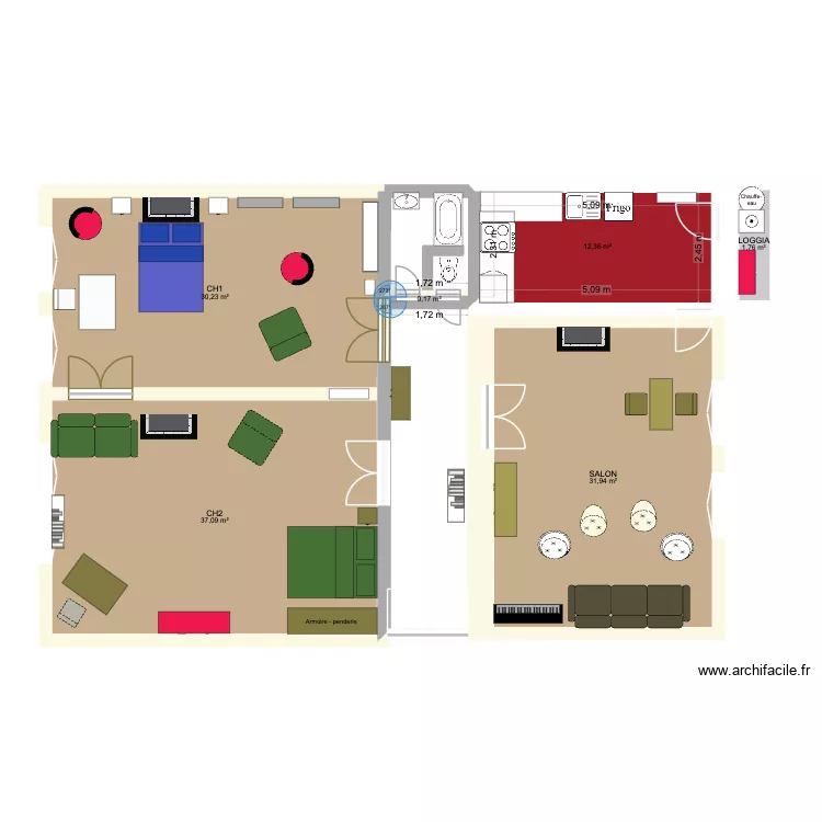 36VL. Plan de 6  et 114 m²