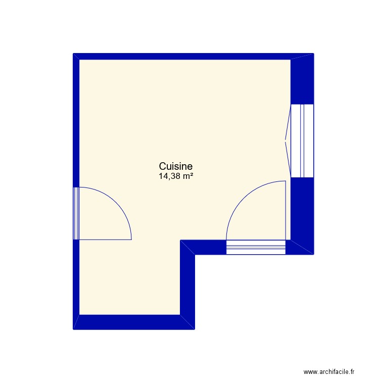 Cuisine . Plan de 1 pièce et 14 m2