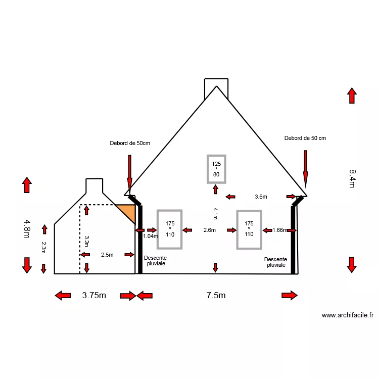 cote gauche apr&egrave;s travaux. Plan de 