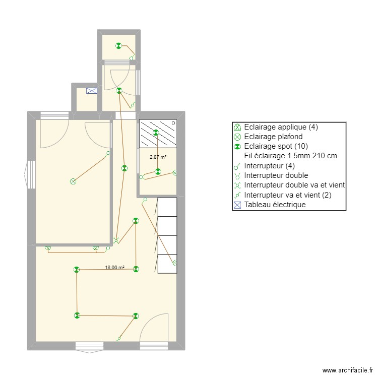 SAINTE ROSE PLAN ECLAIRAGE. Plan de 6 pièces et 34 m2