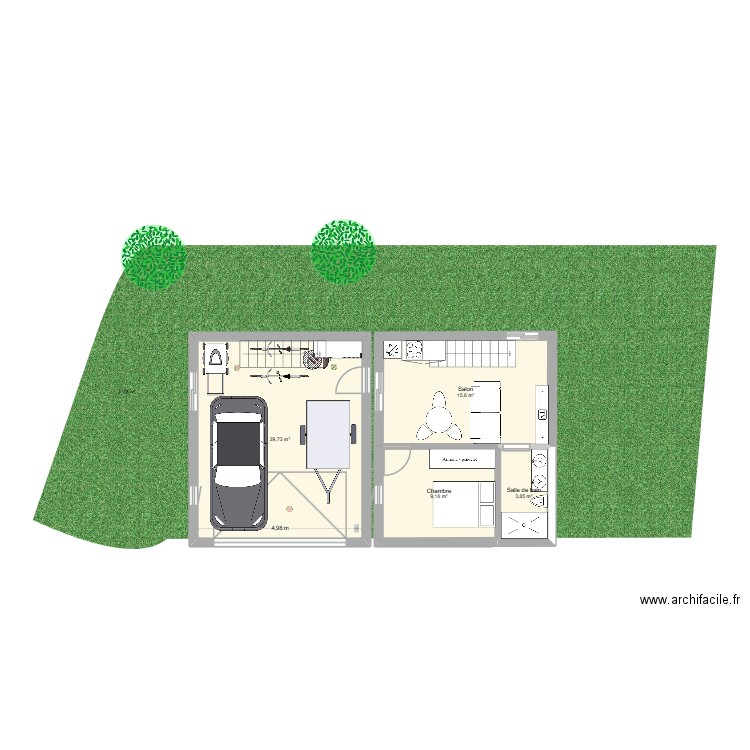 Garage St. Plan de 4 pièces et 58 m2