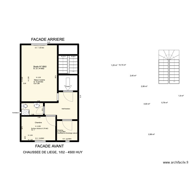 chaussée de liege. Plan de 8 pièces et 35 m2