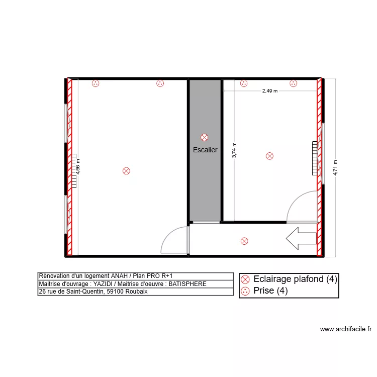 YAZIDI R+1 PRO. Plan de 2  et 12 m²