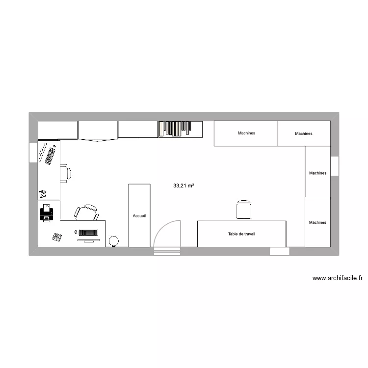 Phicogis. Plan de 1 pièce et 33 m²