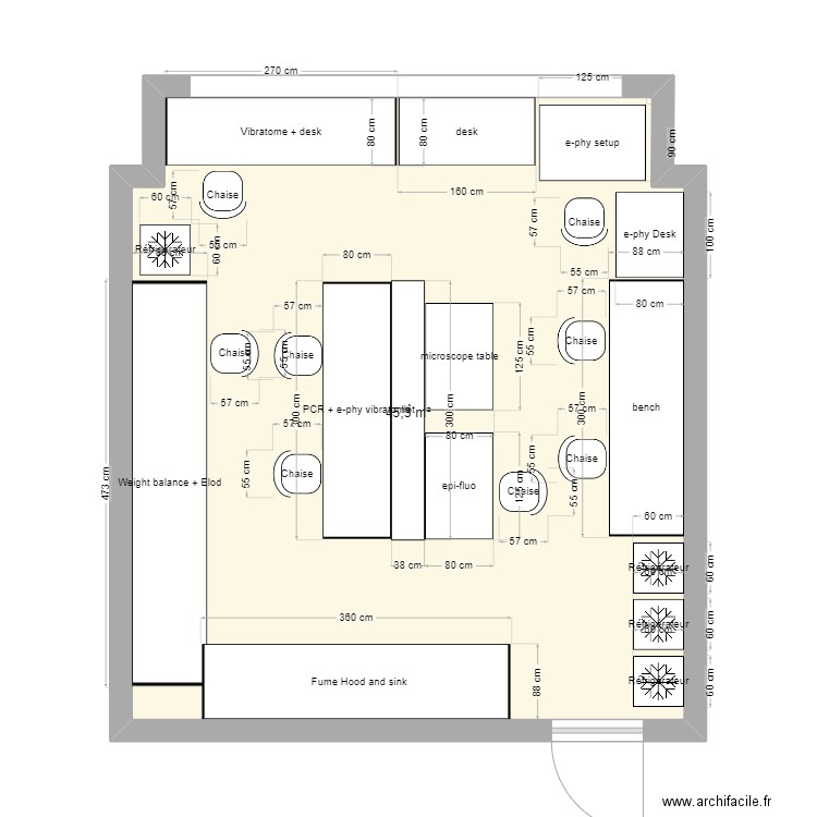 WetLab. Plan de 1 pièce et 45 m2