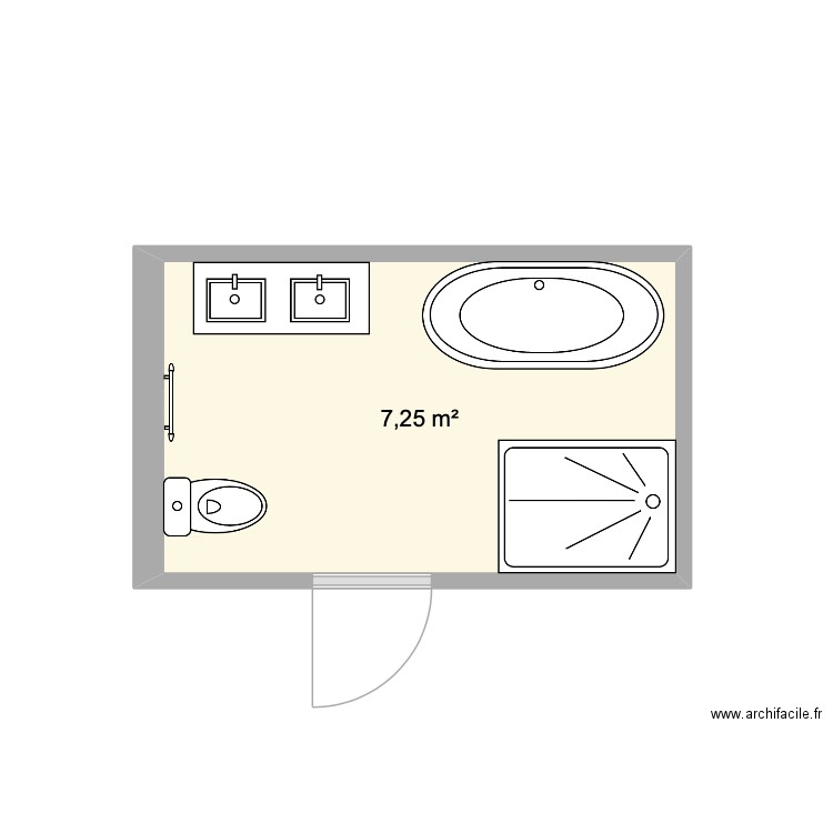SALLE DE BAIN 1 ref: STAPLEY. Plan de 1 pièce et 7 m2