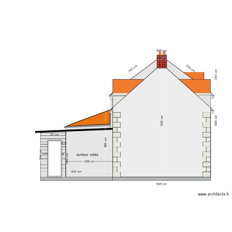 plan façade ouest projetée + porte fenêtre v3 04 2024. Plan de 0 pièce et 0 m2