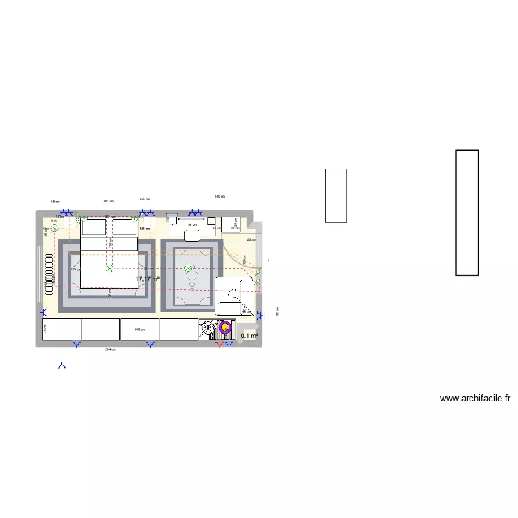 chambre Drolet v4. Plan de 2  et 17 m²