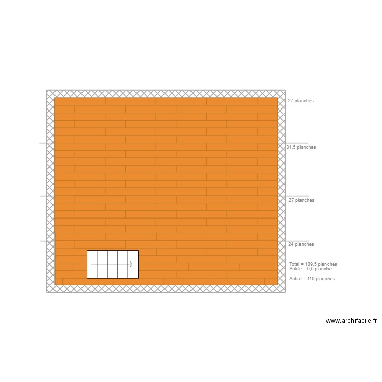 Calepinage galeta. Plan de 1 pièce et 27 m2