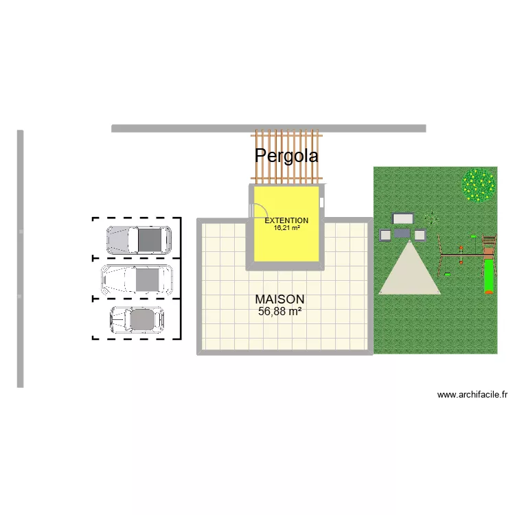 EXTENTION. Plan de 2  et 73 m²