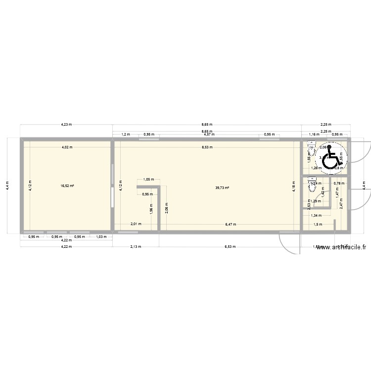 plan local02. Plan de 3 pièces et 59 m2