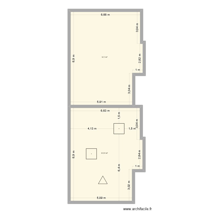 tp acoustique. Plan de 2 pièces et 115 m2