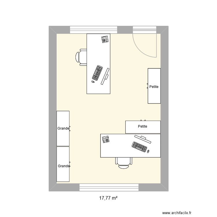 Bureau 16. Plan de 1 pièce et 18 m2