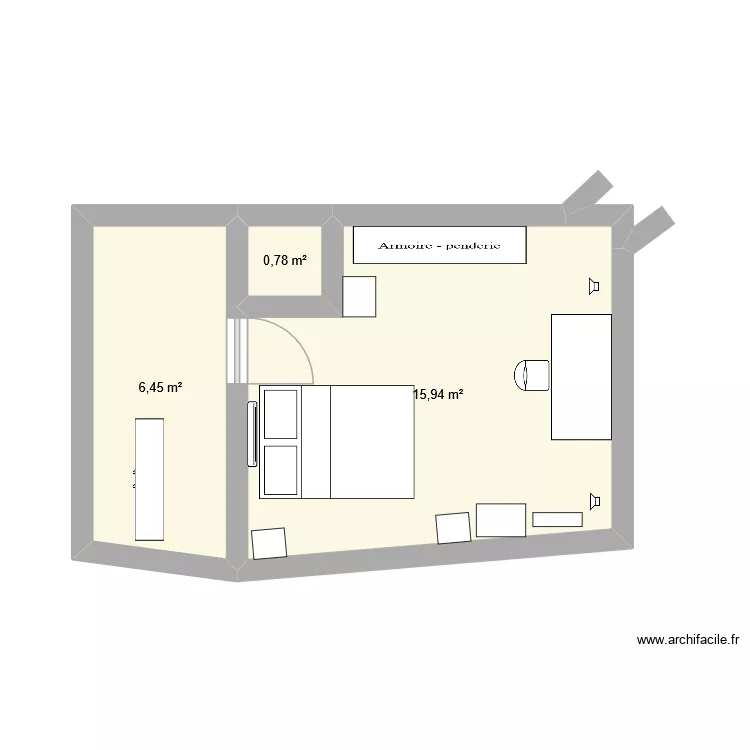bureau 2. Plan de 3  et 23 m²