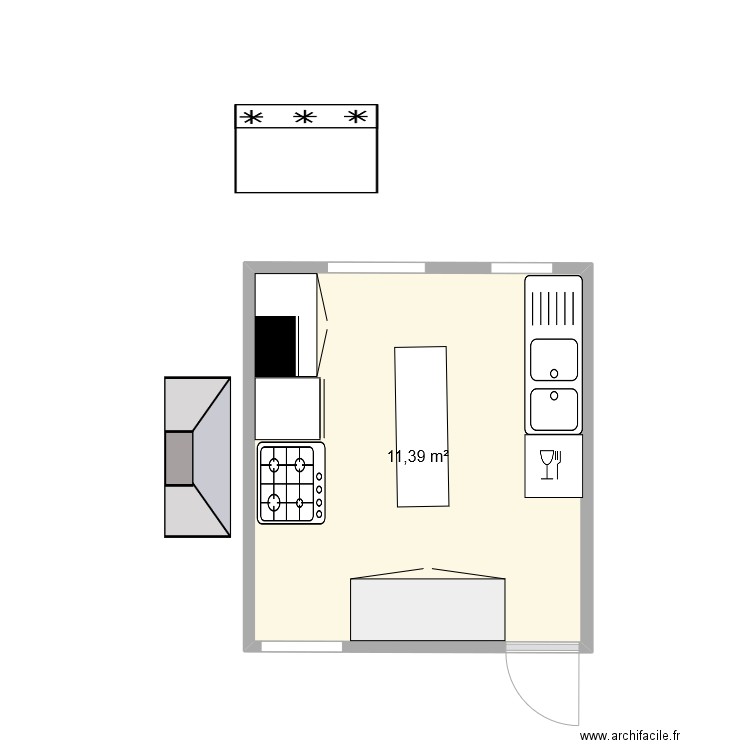 cuisine  1 com. Plan de 0 pièce et 0 m2