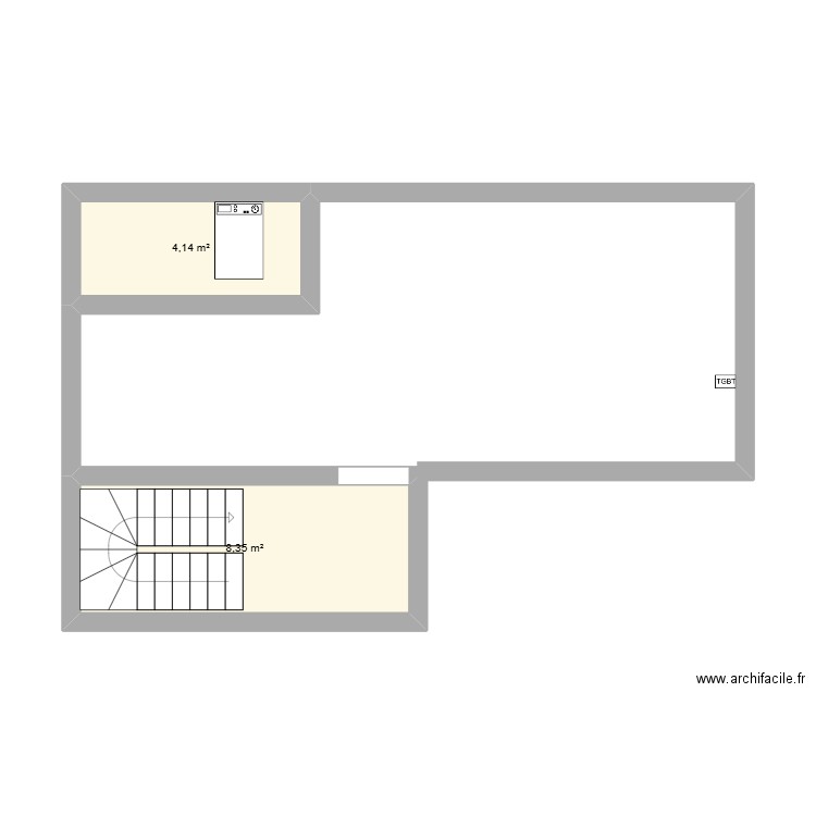 Huez CAVE. Plan de 2 pièces et 12 m2