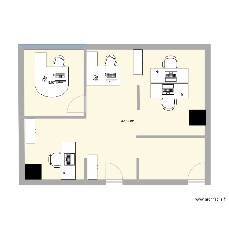 Informatique 2e étage (version 4) Richard. Plan de 2 pièces et 51 m2