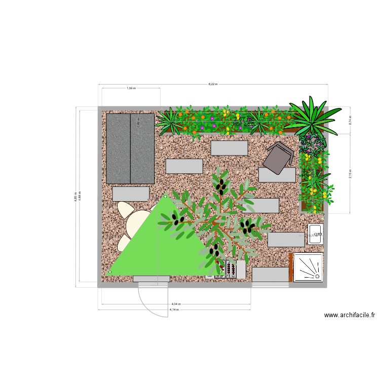 JARDIN2. Plan de 2 pièces et 4 m2
