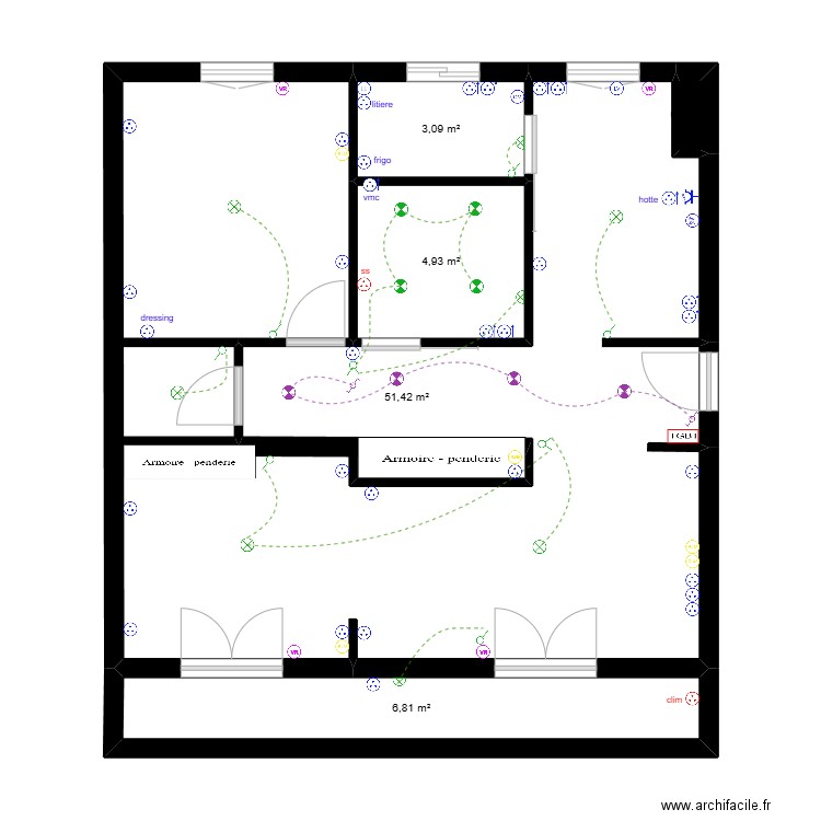 edwige et max. Plan de 5 pièces et 67 m2