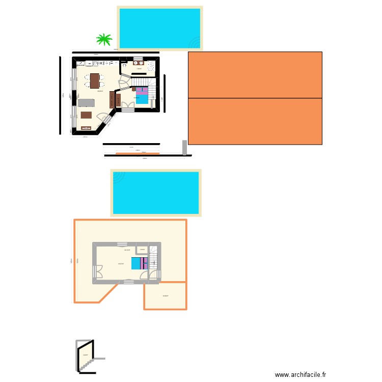 rdc. Plan de 9 pièces et 163 m2