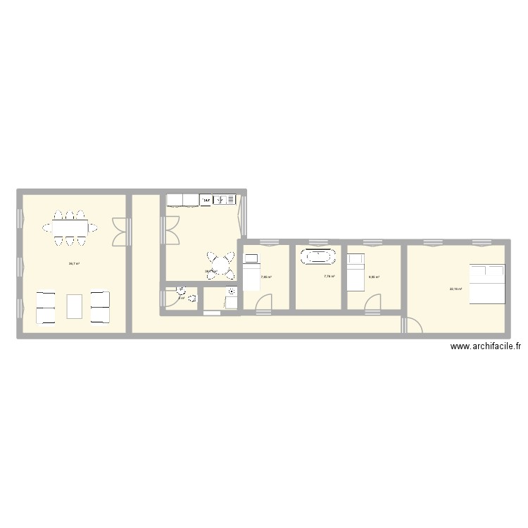 Suite Parentale. Plan de 7 pièces et 125 m2