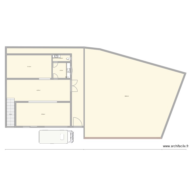 Plan RDC projet 2026. Plan de 8 pièces et 375 m2