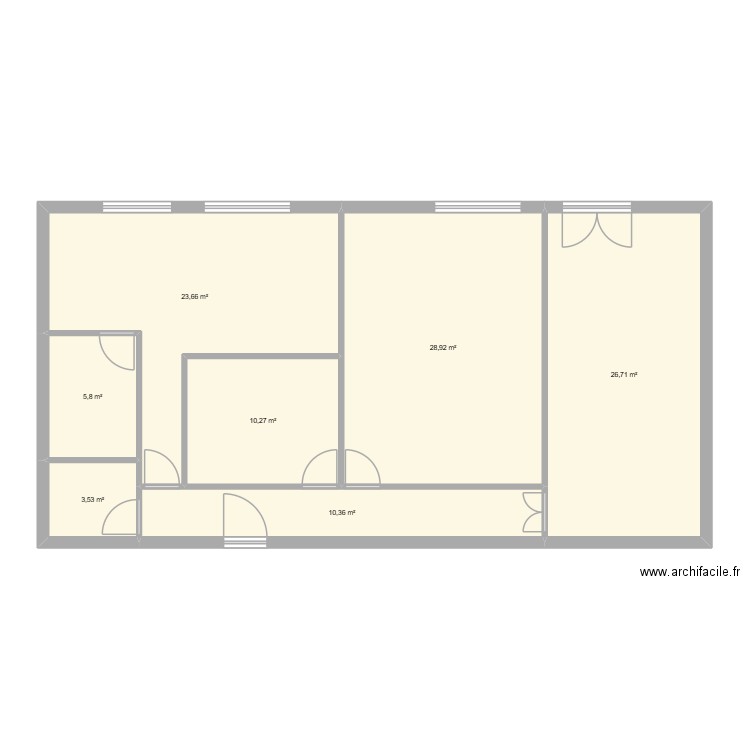 La Charité aile pediatrie. Plan de 7 pièces et 109 m2