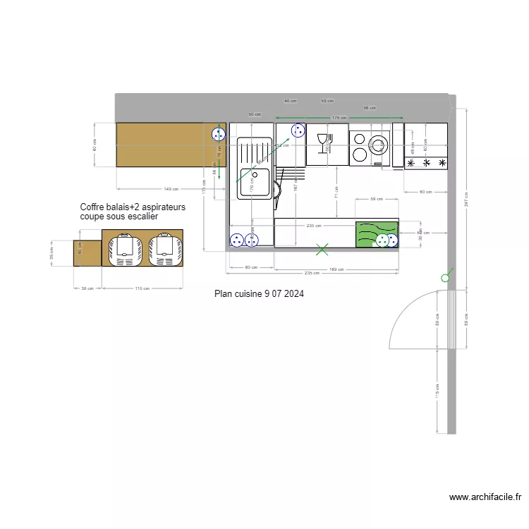CUISINE T4 2D. Plan de 
