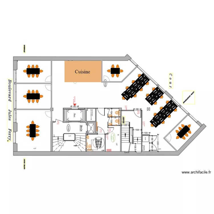 1er &eacute;tage - 9 Ferry. Plan de 