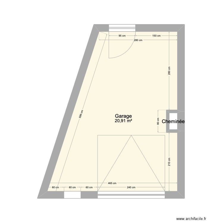 Garage Salengro. Plan de 2 pièces et 21 m2