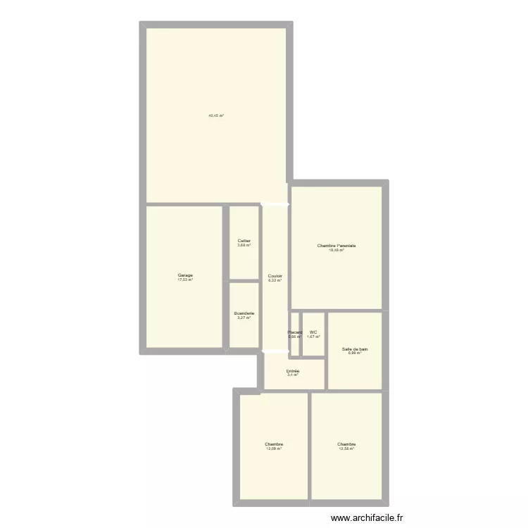 Maison longueur. Plan de 12  et 127 m²